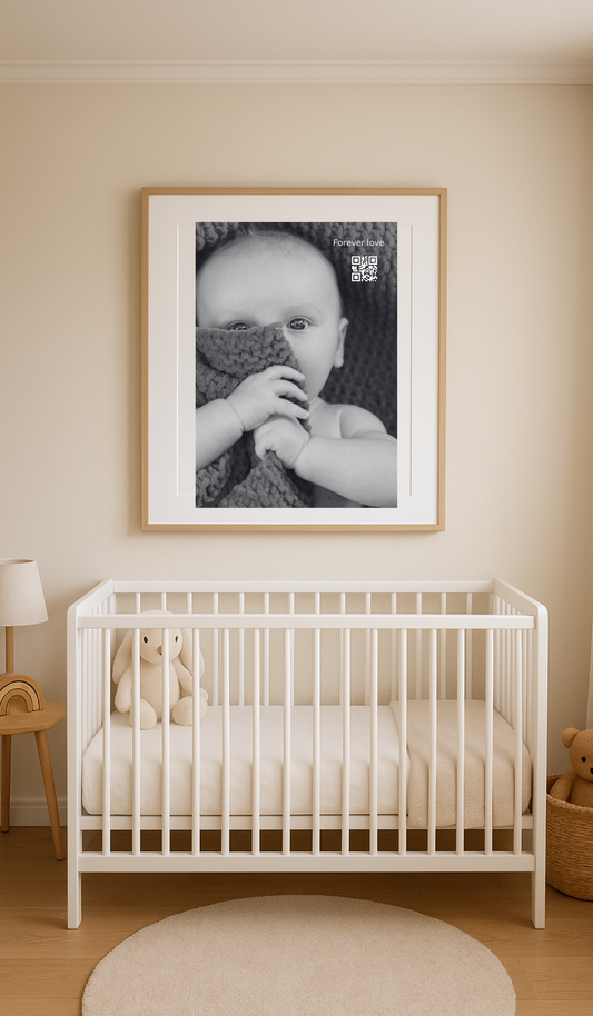 Full length memory portrait with scannable QR code