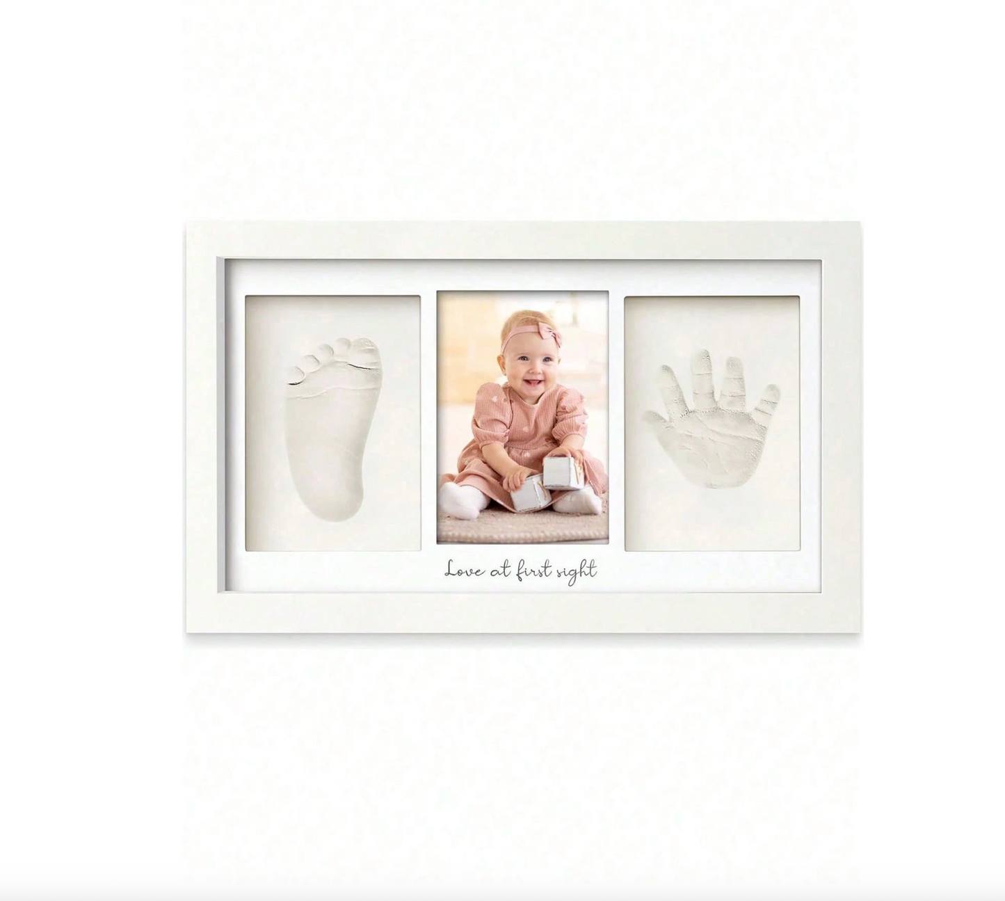 1 Set Baby Handprint And Footprint Frame Kit - Clay Imprint Memorial Frame,