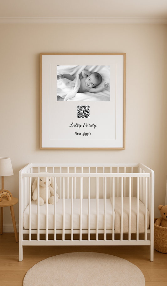 Half portrait memory  with scannable QR code